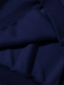 加大码男士保暖连帽衫，休闲百搭时尚套头卫衣 - 寶藍色 - 查看 5
