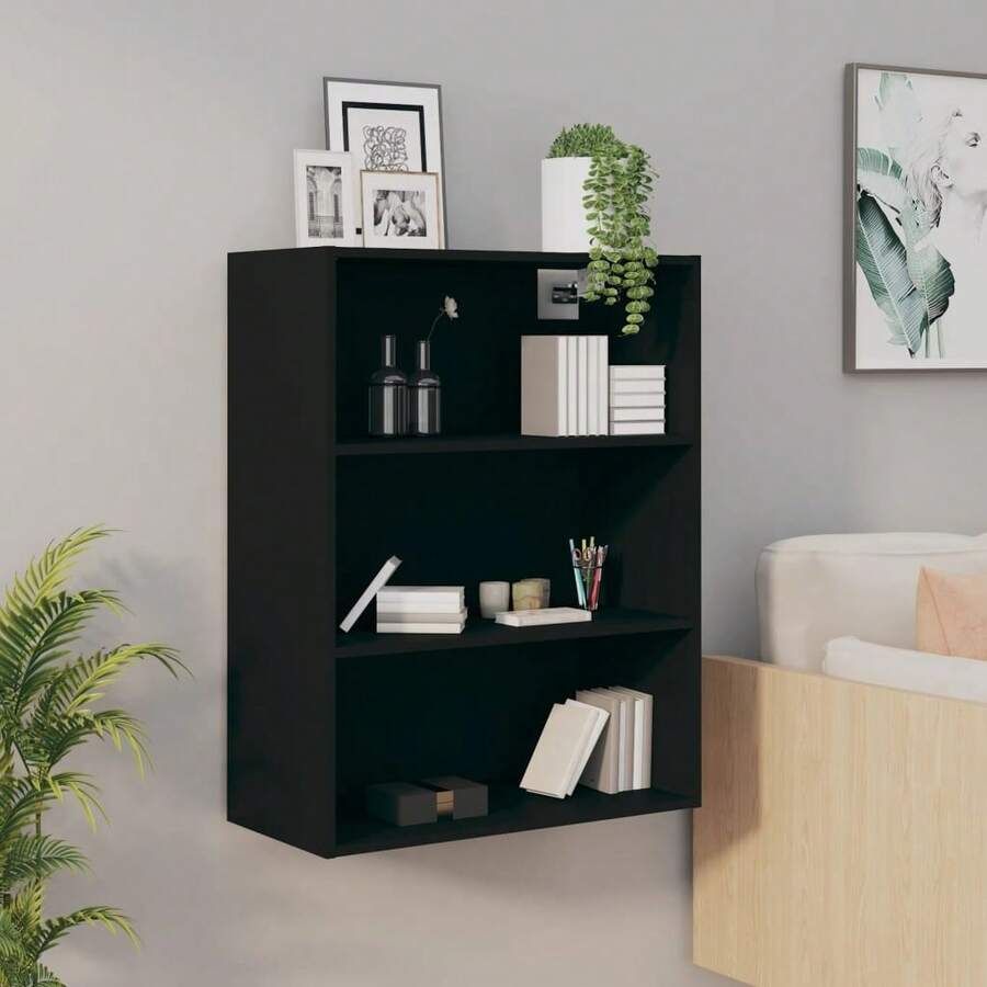 Mobiletto a muro vidaXL nero 69,5x32,5x90 cm - Multicolore - Visualizzare 1