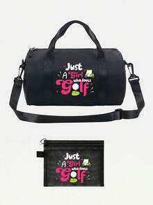 1pc Piece Letter Golf Ball Print Crossbody Bag - Adjustable Shoulder Strap, Top Handle, Durable Fabric Mini Tote Bag, Suitable For Gym, Dance, Daily Commuting And Outdoor Sports (Available In Multiple Colors), Small Gym Bag, Casual Street Style, Simple Design Wallet.