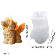 1pc Cute Puppy Shaped Silicone Candle Mold, Aromatherapy Candle Series - White - View 15