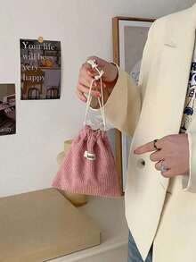 Mini Drawstring Makeup Bag, Portable Makeup Bag, Data Cable Storage Bag, Travel Cosmetics Storage Bag, Women'S Lipstick Storage Drawstring Bag, Party Gift, Wedding Candy Bag, Makeup Bag, Makeup Tool, Makeup Brush Storage Bag, Travel Storage Bag, Toilet Organizer And Coin Wallet, Travel Essentials, Travel Accessories - Multicolor - View 8