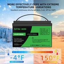DATOUBOSS LiFePO4 12V Battery With BMS 8000Cycles, 100A 200A 300A, Inverter, Motorhome, System, Boat, Household, - DT-100Ah 12V - Xem 11