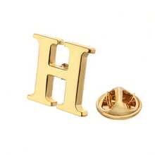 1pc Gold Alloy Letter Brooch Pin - Unisex Streetwear Design, Suitable For Suits, Shirts, Jackets - Halloween, Thanksgiving, Teacher's Day, Graduation, Shirt Button Decoration, Fun Letter Badge, Smooth Surface Pin, 26 Letter Gold Brooches, 20K Plated Unisex 26 Letter Brooch Pin - Letter Brooch - View 11
