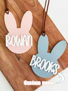 Customized Blue/Pink Rabbit Ornaments For Easter Gifts. Choose Personalized Customized Wooden Signs. Birthday Graduation,Home Harmony