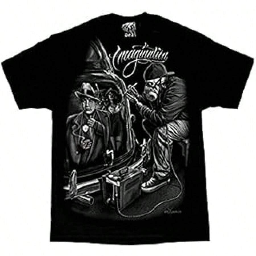 David Gonzales Men's Imagination Al Capone Mafioso Lowrider Chicano DGA Art T Shirt Medium Black - Màu sắc chính của bức tranh - Xem 1
