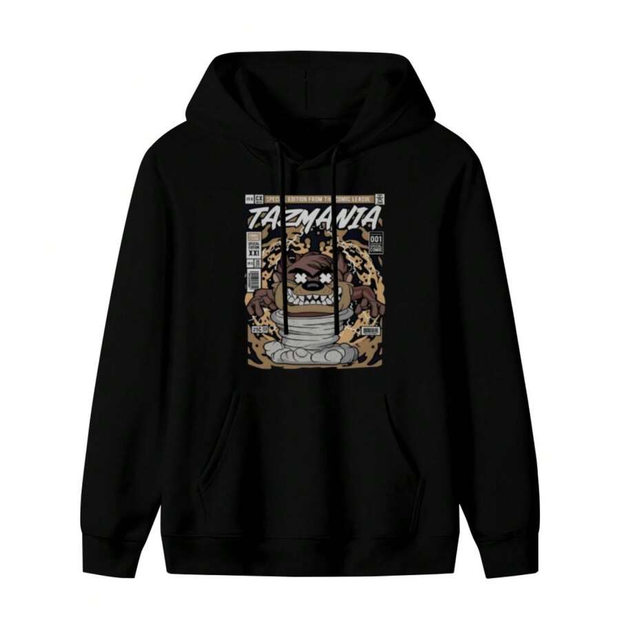 Size Plus(1pcs 100% Cotton 220g Hoodie)Men's Taz Graphic Digital Print T Hoodie Tazmania Cartoon Tasmanian Devil Anime Theme Casual Round Neck Short Sleeve T Hoodiehoodie Streetwear Summer(1) - 款式1 - 查看 1