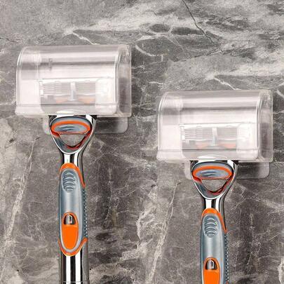 - Juego de 2 soportes para maquinilla de afeitar con cubierta para pared de ducha, organizador de afeitadora autoadhesivo, ganchos de plstico compatibles con 5 Proglide, Classic