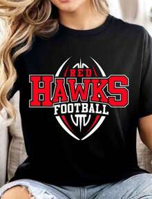Red Hawks Mascot SVG , Red Hawks Football SVG, Varsity Red Hawks Shirt, School Spirit Mascot - 黑色 - 查看 1