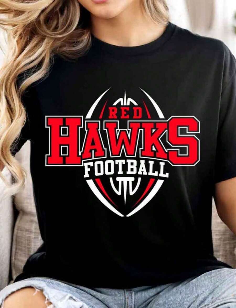 Red Hawks Mascot SVG , Red Hawks Football SVG, Varsity Red Hawks Shirt, School Spirit Mascot - 黑色 - 查看 1