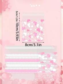 100个心形图案包装袋，透明自粘小袋，适用于婚礼礼物、生日茶会、卡片分隔袋、照片自粘袋、爱心包装袋，带自封口，适合情人节使用。 - 彩色 - 查看 5