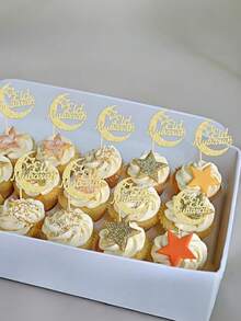 12pcs/24pcs Star Cake Decorations, Baking Party Supplies, Cake Toppers