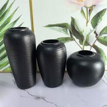 复古装饰塑料花瓶/桌面摆件，适用于客厅装饰（黑/白） - 彩色 - 查看 3