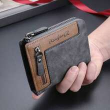 Retro-Style Multi-Functional Zipper Wallet, Stylish Men's Bi-Fold Wallet, Multi-Functional Card Holder Young Men And Students, An Excellent Young Men. - màu đen - Xem 9