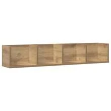 vidaXL Wandregal für CDs aus handgefertigter Eiche 100x18x18cm Holzwerkstoff - Verschiedenfarbig - Übersicht 2
