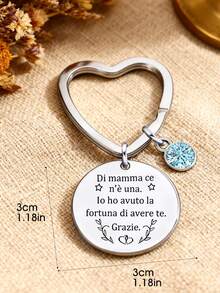 Presente para o Dia das Mães, Chave da Mãe, Presente de Aniversário para Mãe e Filho, Eu Te Amo Mãe, Casual, Fofo, Elegante, em Aço Inoxidável, Dia das Mães - Prata - Ver 3