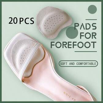 20pcs Women's High Heel Non-Slip Pads, Prevent Pain, Absorb Sweat, Self-Adhesive Leather Forefoot Pads - Self-Adhesive Breathable Non-Slip Shoe Insoles For Women's High Heels And Sandals, Provide Improved Grip And Shock Absorption Comfort Leather Insoles, Suitable For Valentine's Day, Christmas, Thanksgiving, Casual Style, Casual Shoe Accessories, Insert Insoles