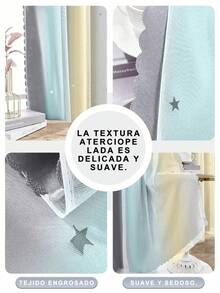 1/2pcs 132/160/214cm Estrella Cortinas,Cortinas de Dormitorio con Paneles Draperie de Doble Capa Colorida, Cortinas opacas con diseño de arcoíris degradado, dormitorio, sala de estar, oscurecimiento a rayas, doble capa, con corte de estrella, decoración del hogar, cortinas de ventana con ojales degradados,Antifrío, Cortinas Opacas de Estrellas para Salón, Decoración,Insonorización, aislamiento térmico Artículos para Ventanas / Cortinas - Brote Verde - Ver 11