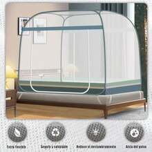 Mosquitero para Cama King Size,Mosquitera Plegable para Camas con Doble Puerta e Inferior de Red para bebés, Adultos, Viajes, Camping, Aire Libre, antimosquitos 180 * 200CM (Gris, Gris)(Verde azul1.8*2) - Multicolor - Ver 4