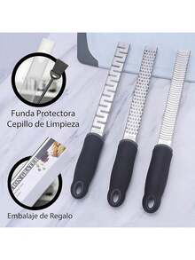 Estilo3PK Rallador de queso de acero inoxidable, Rayador de cocina profesional, Rallador de limon, Rallador de cítricos,Adecuado para queso, limón, ajo, jengibre, chocolate, verduras, frutas.Versión mejorada - 1 - Ver 4