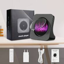 Qoosea Reproductor de CD Bluetooth de Sobremesa con Altavoces Reproductor de CD Portátil para el Hogar Reproductor de CD portátil con Pantalla LED Puerto AUX Radio FM Puerto (Black-906) - Negro - - Ver 4