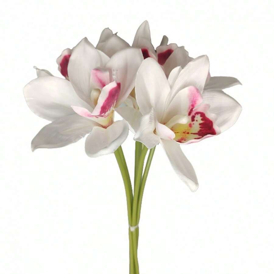 Artificial Orchid Faux Flower Bouquet Fake Flowers With Stems For DIY Bouquet Table Centerpieces Wedding Party Home Decor - sữa - Xem 1