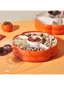 1pc Living Room Fruit Tray Candy Nut Box With Lid Partition Home Decorative Tea Table Decor - Multicolor - View 9