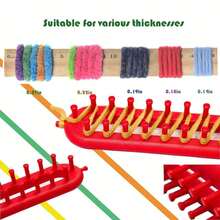 1 Set Rectangular Knitting Loom With 1 Crochet Hook And Plastic Needles, Knitting Tool Kit Suitable For Scarf, Hat, Shawl Making For Knitting Enthusiasts (All Product Colors, Accessory Quantities, And Whether Teeth Are Installed Are Random) - Multicolor - View 7