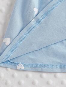 女童翻领爱心印花短袖polo衫连衣裙，夏季 - 淺藍色 - 查看 7