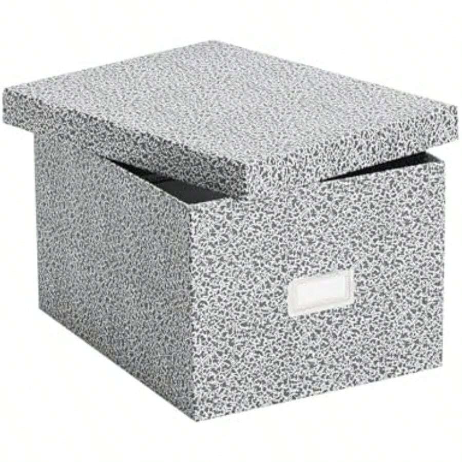 Oxford 40588 - Caja de almacenamiento para fichas con tapa abatible, color ágata negro y blanco, Negro,(6" x 9") - Multicolor - Ver 1