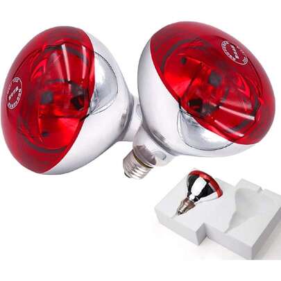 2Pcs Reflector Infrarrojo Terapéutico,Foco infrarroja para mascotas de 275W,lámpara infrarroja calor Espesado Impermeable de base E27, para calefacción y aislamiento térmico terapia de infrarrojos,32813374