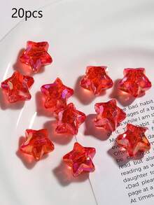 20pcs Acrylic AB Coated Cut-Out Pentagram Jewelry Accessories, DIY Hair Clips, Stickers, Shoe Charms, Stars - Multicolor - View 13