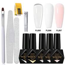 Set de 10 piezas de herramientas de modelado de uñas de gel de extensión rápida de color rosa desnudo FOUR LILY, esmalte de uñas UV LED desmontable de 10ml - Multicolor - Ver 12
