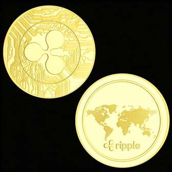 1 pieza Moneda física de criptomoneda Ripple, moneda conmemorativa chapada en oro, regalo de colección de arte