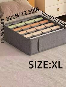 1个多隔层内衣收纳盒，多功能衣柜储物盒，可折叠隔板，多隔层设计衣柜抽屉收纳盒，适用于袜子、胸罩、内衣、领带，床底收纳盒 - 灰色 - 查看 13