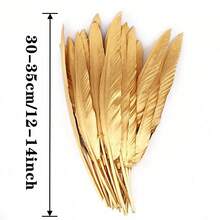 Gold Artificial Goose Feathers 10/30/50pcs, Metallic Color Feather Decor, Suitable For Party Decoration, Wedding, New Year, Holiday DIY, Angel Wings Handmade Crafts - Multicolor - View 3