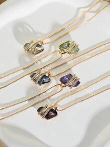一件优雅的紫色/绿色/蓝色诞生石吊坠项链，适合女性日常、节日、订婚、派对和生日佩戴。 - 誕生石 - 查看 5