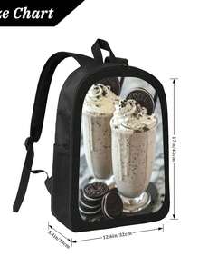 Creamy Milkshake With  Crumbs All-Match Geometric Pattern Backpack - Durable & Stylish For School & Work - Black - View 4