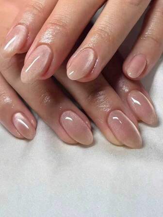 Instantly Upgrade Your Look With, 24pcs Y2K Short Oval Aesthetic Transparent Crystal Cat Eye Tip Press On Short Nails ,Fit Perfectly Acrylic False Nails Set, Contain 1pc Jelly Glue And 1pc Nail File, Rednail For Women And Girls DIY Daily Work, Study And Party Use