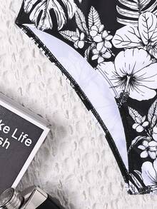 Women's Sleeveless Asymmetrical Neck Backless One Piece Swimsuit With Tropical Floral Print Medium Stretch Fabric For Summer Beachwear - Multicolor - View 8