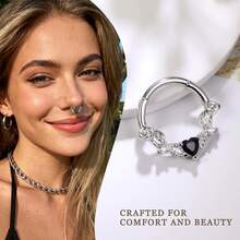 Leocuci 玫瑰方晶锆石鼻中隔环鼻环女式耳环防过敏耳轮软骨穿孔首饰 10 毫米 - 玫瑰 - 查看 3