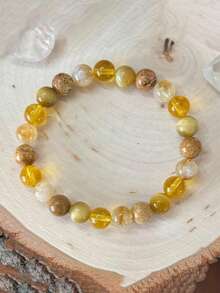 Vòng tay đá mắt hổ vàng tự nhiên luân xa đám rối mặt trời - Citrine & đá Jasper hình ảnh, cân bằng, can đảm & khởi đầu mới Trang sức phong cách Bohemian tâm linh dành cho nam nữ - Nhiều màu - Xem 2