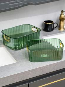 Light Luxury Acrylic ,Desktop Cosmetic Storage Box - Clothes And Miscellaneous Items Coffee Table Snack Storage Basket,Clear Makeup Organizer Bathroom Vanity Skin Care Organizer, Can Be Placed In Bedroom, Bathroom, Closet, Kitchen, Dresser Or Countertop To Organize Small Clutter. Ideal Gift For Christmas, Valentine's Day, Birthdays And Many Other Holidays.(Items Will Be Scratched Due To The Shipping Process, But It Does Not Affect The Use) - 彩色 - 查看 4