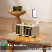 10W*2 Portable Bluetooth 5.4 Speaker, 8H Playtime, TWS & USB-C, Classic Retro Saxophone Buttons, Bluetooth/USB/AUX Connectivity, Compatible With PC, Tablet, Apple & Android Devices, Suitable For Outdoor, Home, Travel, Party, Family, Ramadan, Birthday Gift