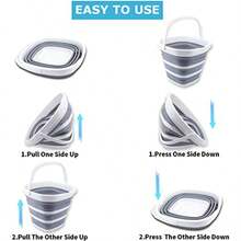 Collapsible Wash Basin 9L Foldable Dish Tub With Drain Plug Portable Collapsible Dish Basin Camping Sink For Washing Dishes Laundry And Kitchen Use Gray - Nồi 9 lít + xô 5 lít - Xem 4