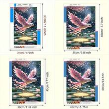 1套5D DIY钻石画套装 - 梦幻粉色樱花鸟钻石画，荷塘风景装饰钻石画，手工DIY钻石画，适用于客厅卧室、圣诞装饰 - 彩色 - 查看 4