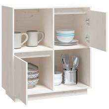 vidaXL Sideboard weiß 74x35x80 cm massives Kiefernholz - Verschiedenfarbig - Übersicht 4