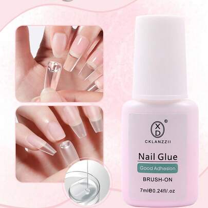 3pcs Powerful Nail Glue, Pink Acrylic Nail Liquid And Nail Glue To Press On Nails, Nail Glue Brush For Pressing On Nail Glue, Long-Lasting Nail Glue For Acrylic Nail Tips