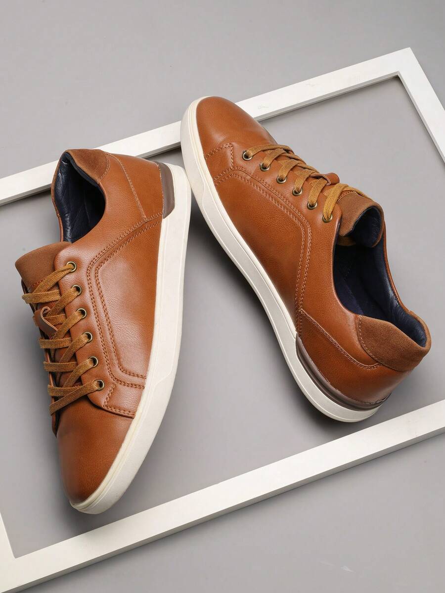 Men's Casual Dress Sneakers Skate Shoes Elevated Casual Look - màu nâu - Xem 1