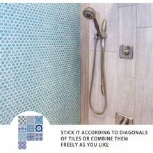 EXCEART Azulejos Adhesivos para Cocina Y BañO De Porcelana Azul Y Blanca Pegatinas De Pared Autoadhesivas De PVC Resistente Al Agua DecoracióN FáCil Y VersáTil para Hogar - El 10x10cm - Ver 6