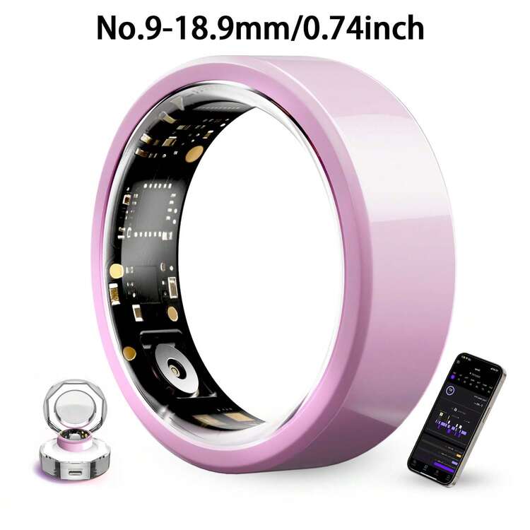 Smart Ring With Crystal Charging Case - Fitness And Sleep Tracker, Step Count, Distance & Calorie Monitoring, Multiple Sports Modes, Magnetic Charging - Stylish Ceramic Surface Design, IP68 Waterproof, Holiday Gift, Christmas - 粉色 - 查看 10